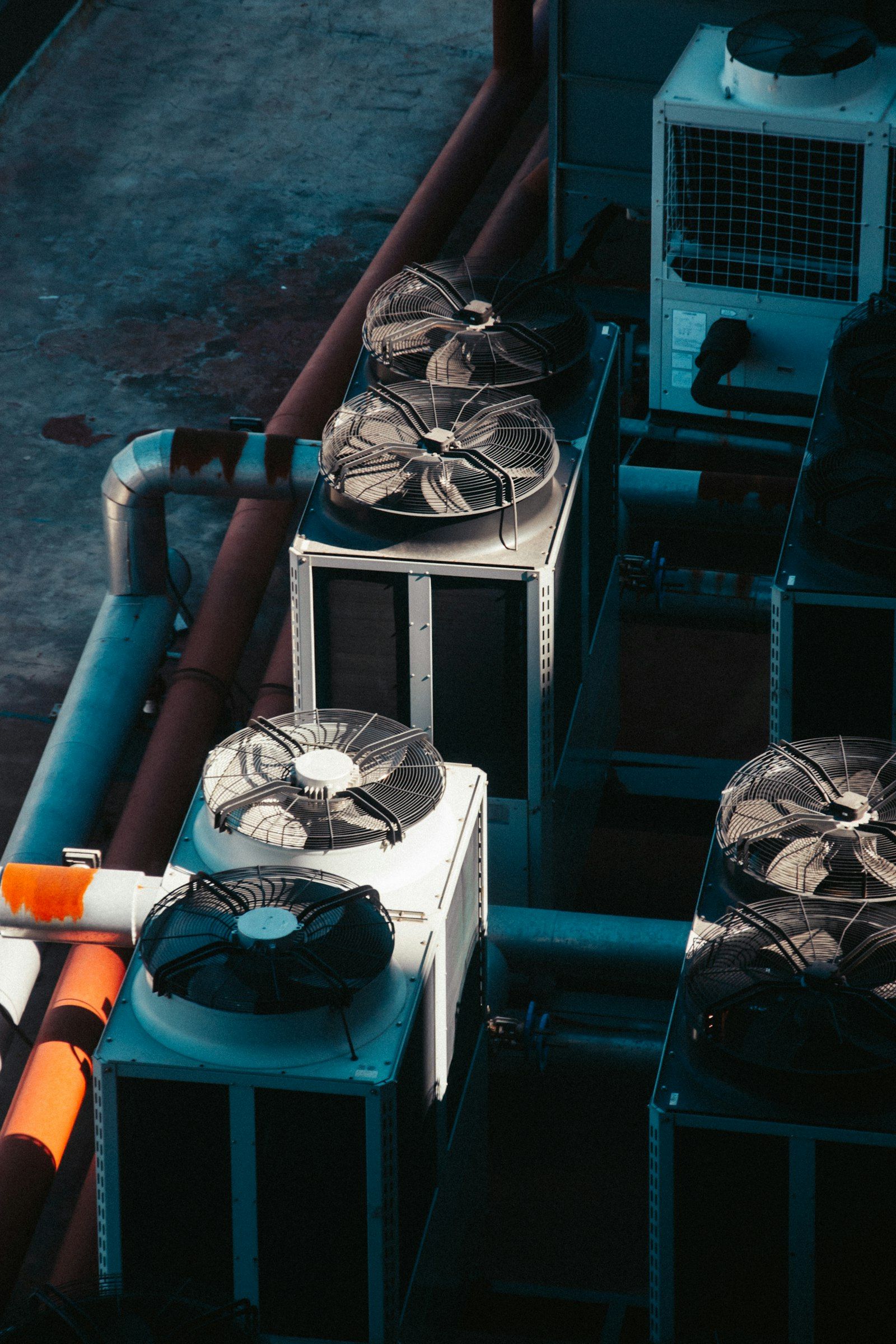 Commercial AC condensers on a rooftop